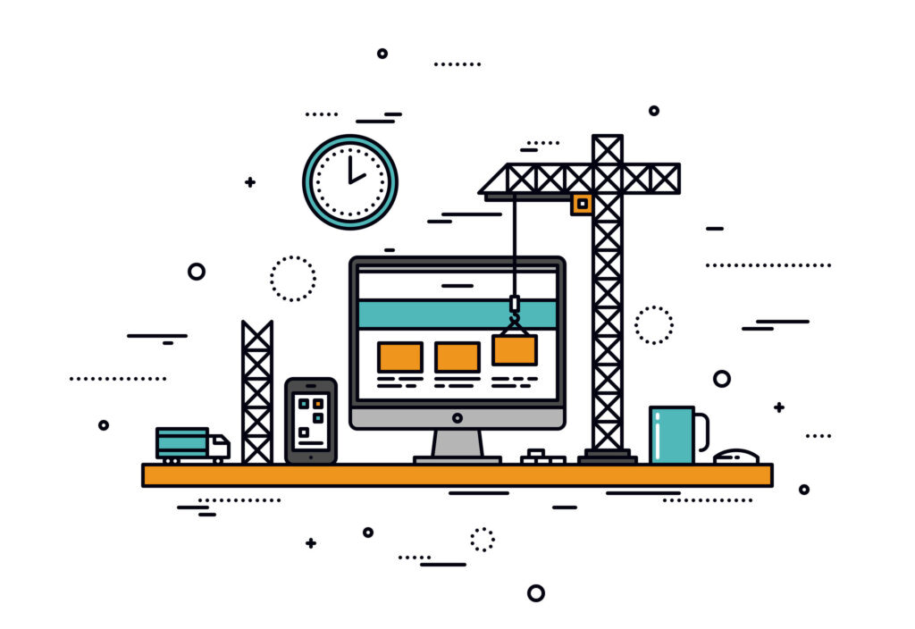 Website construction line style illustration